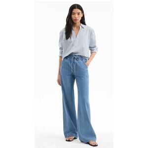 Veronica Beard Dunford Wide Leg Drawstring Jeans Size 10